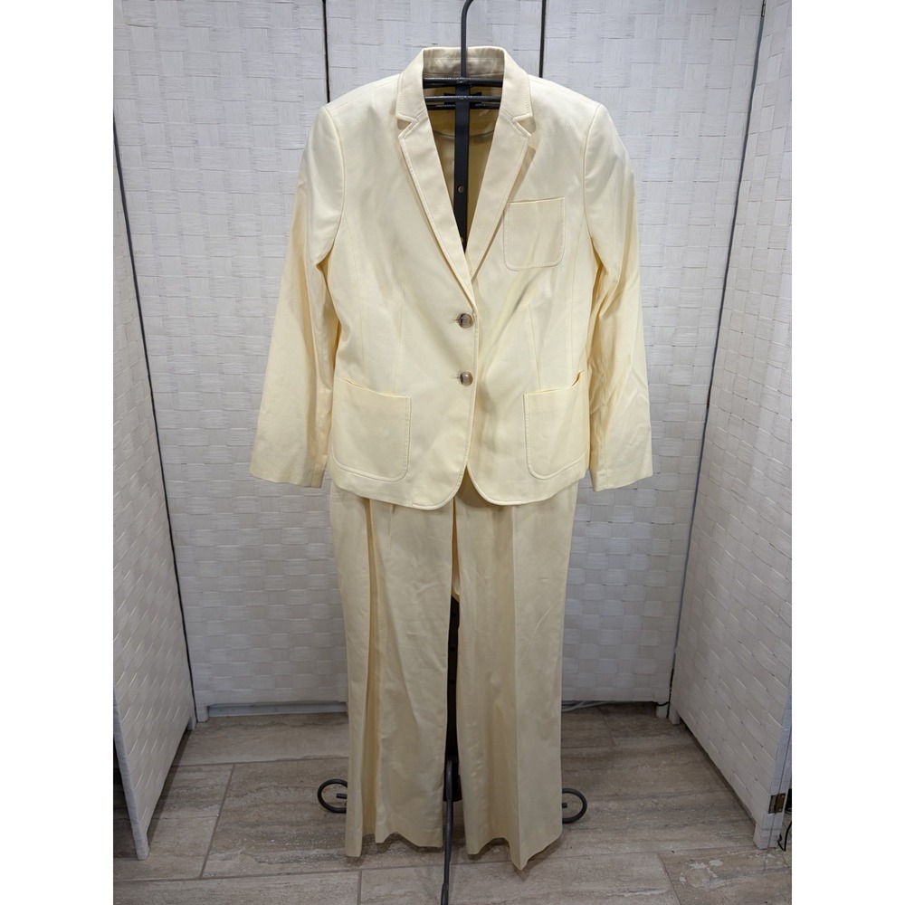 Talbots pastel yellow suit with single breasted blazer & pants size 12 womens